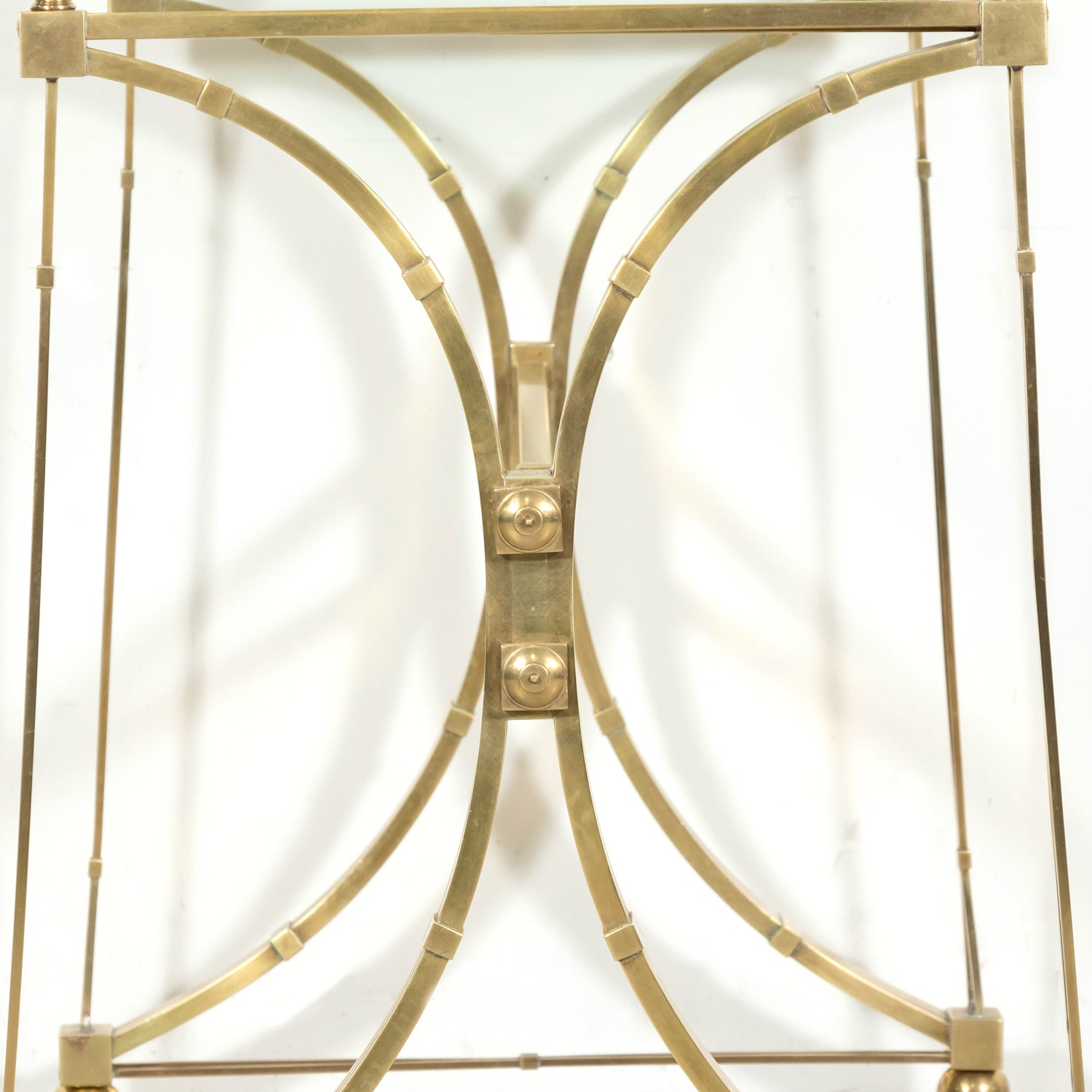 Pair of Mid-20th Century French Gilt Brass and Glass Console Tables Attributed to Maison Jansen