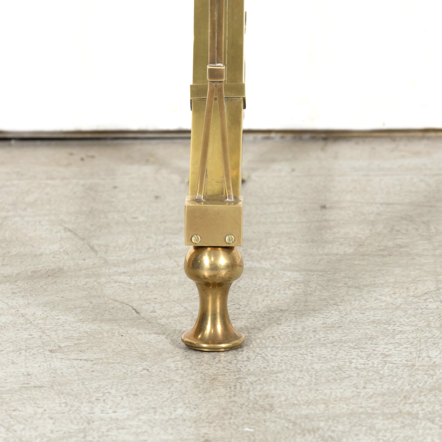 Pair of Mid-20th Century French Gilt Brass and Glass Console Tables Attributed to Maison Jansen