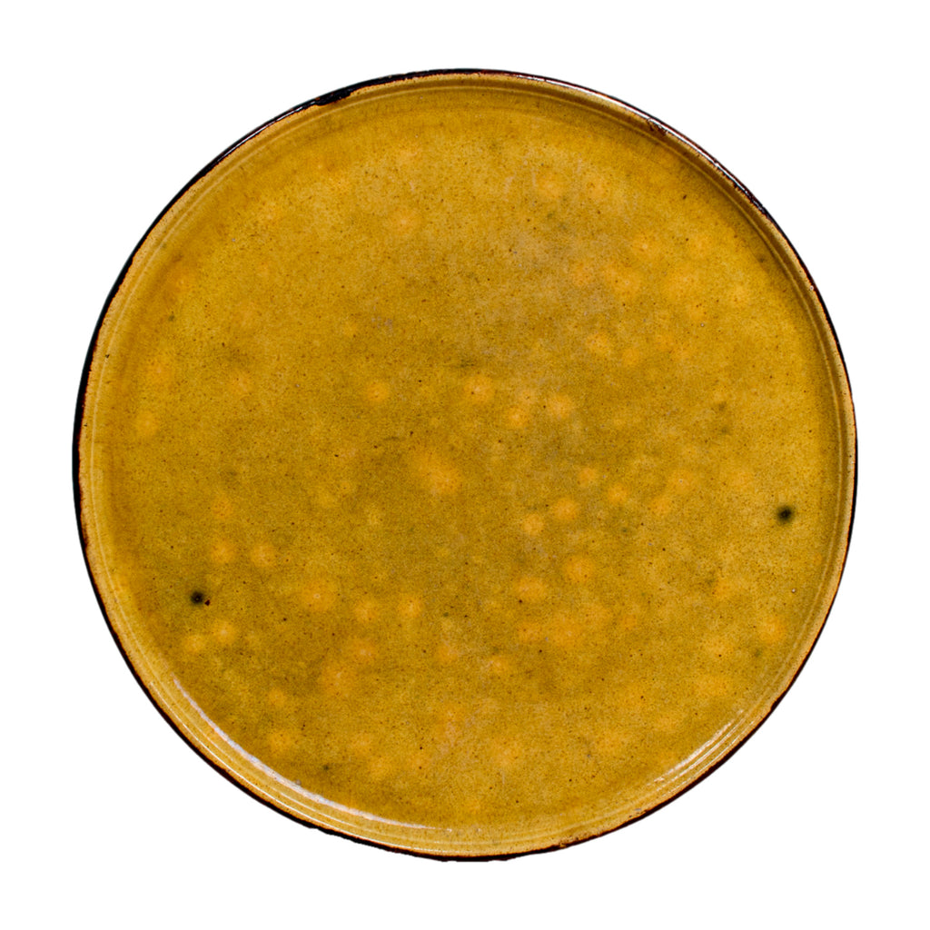 Large Vintage French Dieulefit Provençal Yellowware Glazed Round Platter