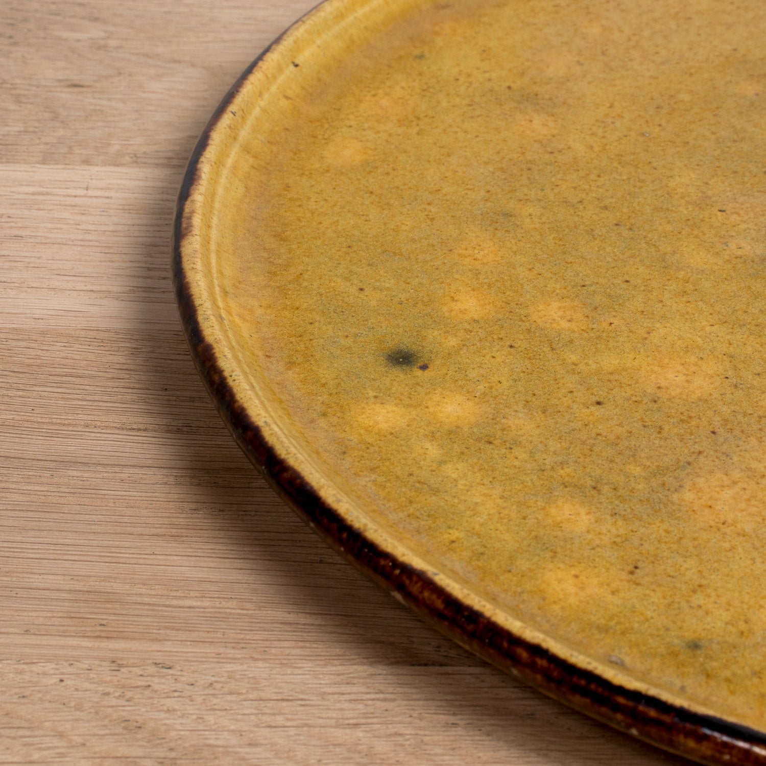 Large Vintage French Dieulefit Provençal Yellowware Glazed Round Platter