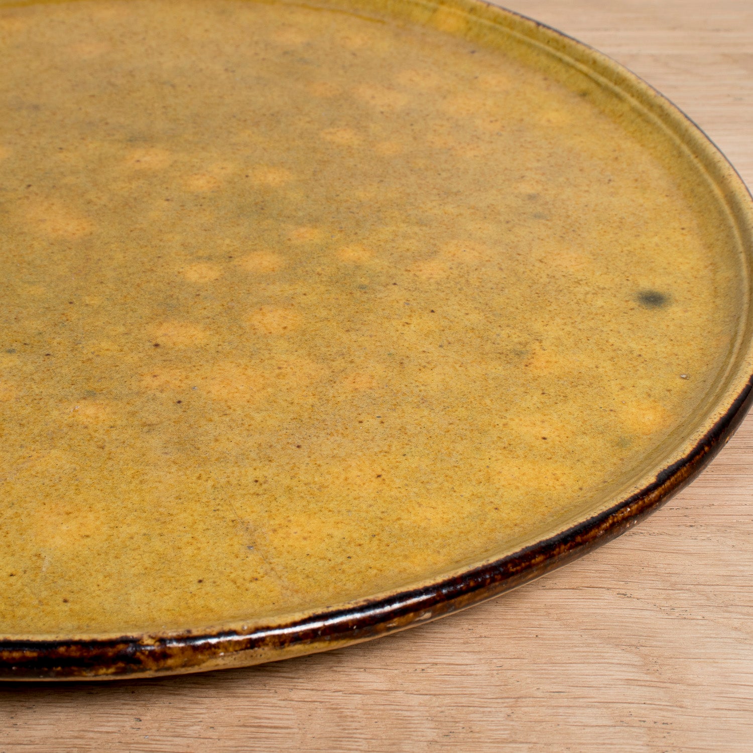 Large Vintage French Dieulefit Provençal Yellowware Glazed Round Platter