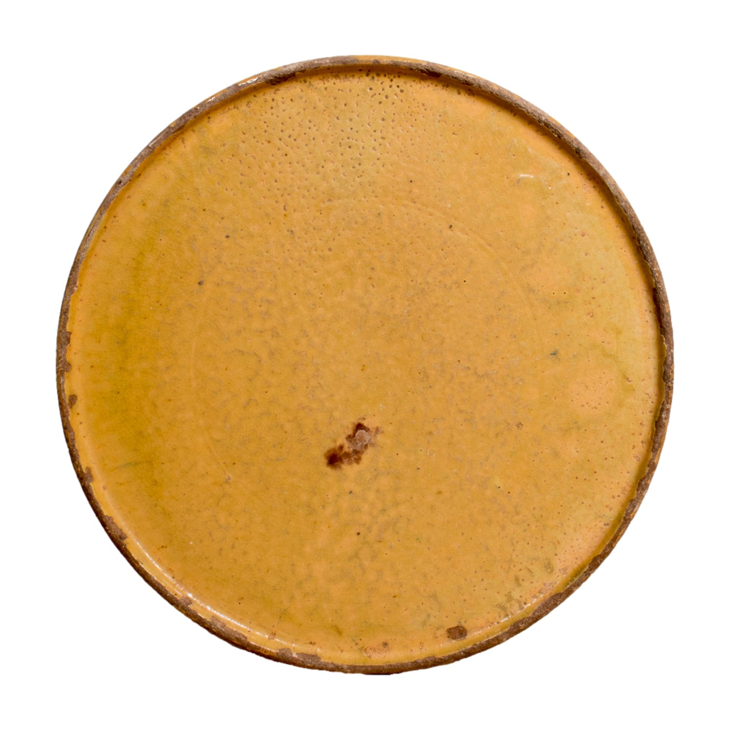 Small Vintage French Dieulefit Provençal Yellowware Glazed Round Platter
