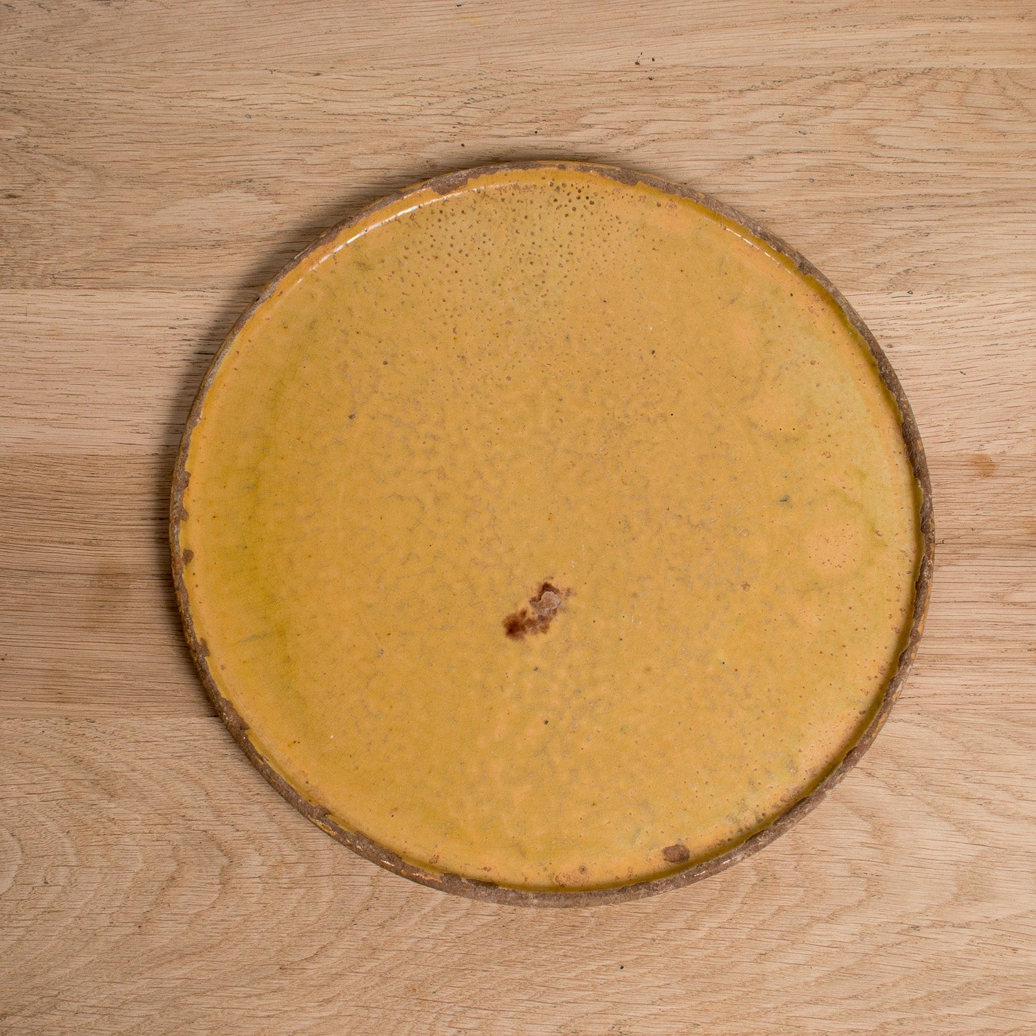 Small Vintage French Dieulefit Provençal Yellowware Glazed Round Platter