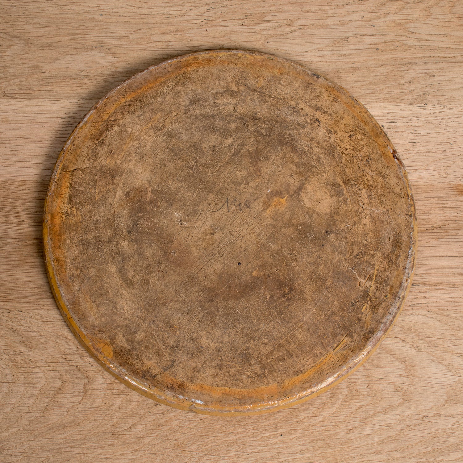 Small Vintage French Dieulefit Provençal Yellowware Glazed Round Platter