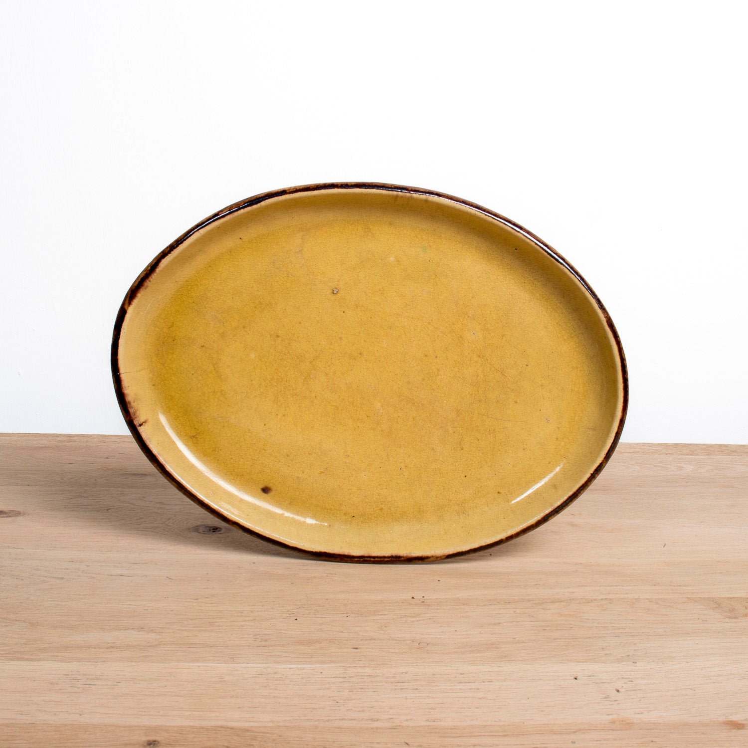Large Vintage French Dieulefit Provencal Yellowware Glazed Oval Platter