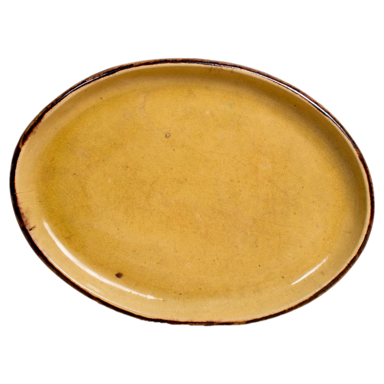 Large Vintage French Dieulefit Provencal Yellowware Glazed Oval Platter