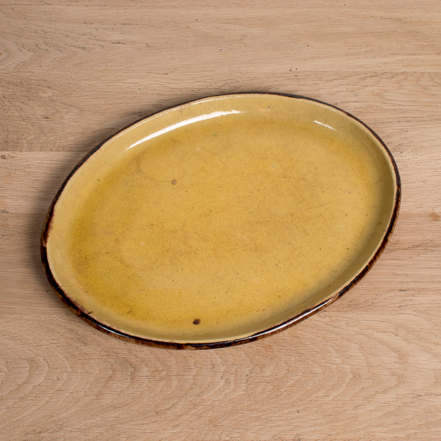 Large Vintage French Dieulefit Provencal Yellowware Glazed Oval Platter