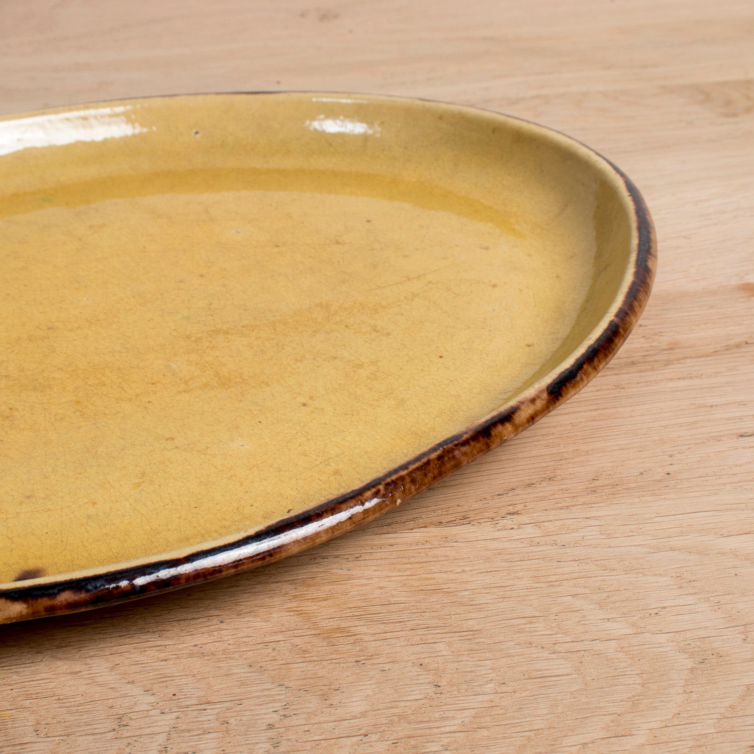 Large Vintage French Dieulefit Provencal Yellowware Glazed Oval Platter