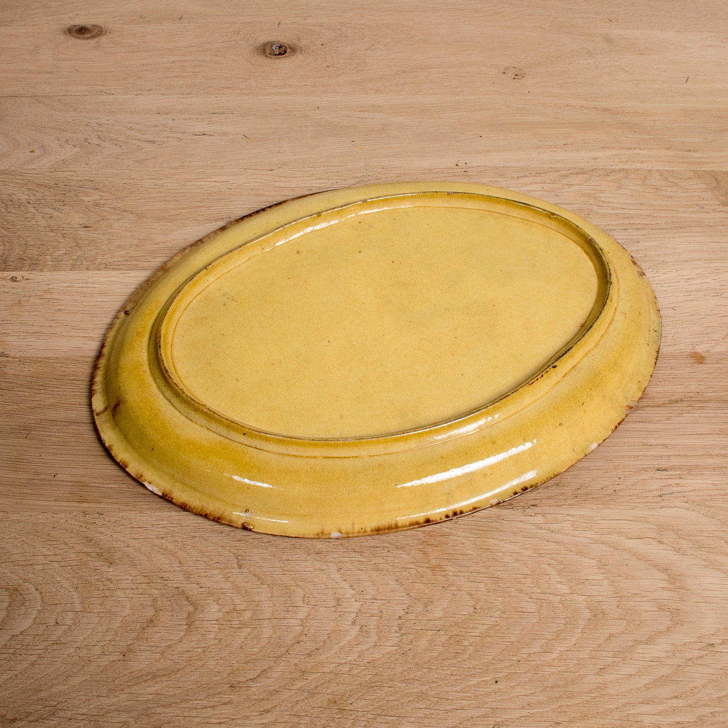 Large Vintage French Dieulefit Provencal Yellowware Glazed Oval Platter
