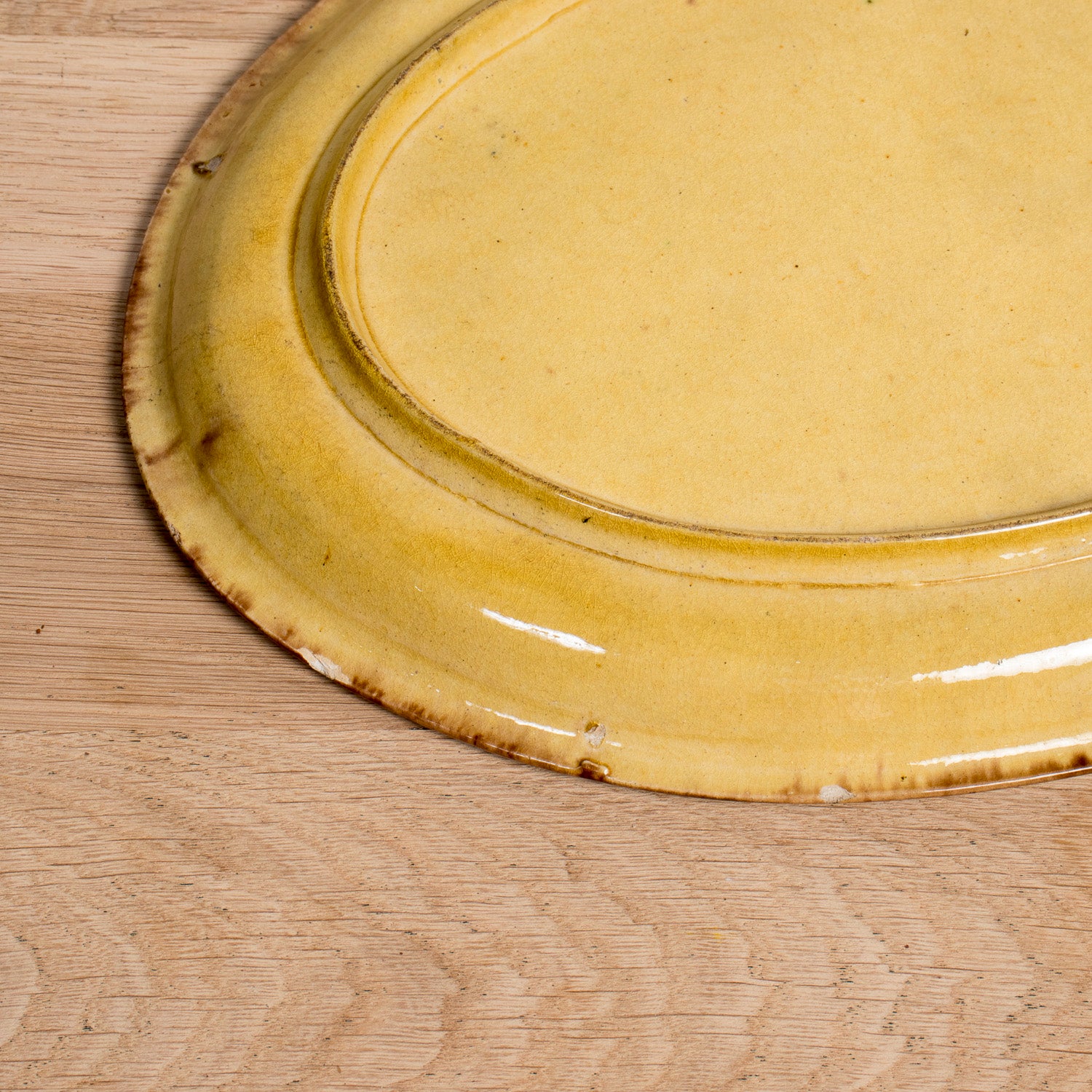 Large Vintage French Dieulefit Provencal Yellowware Glazed Oval Platter
