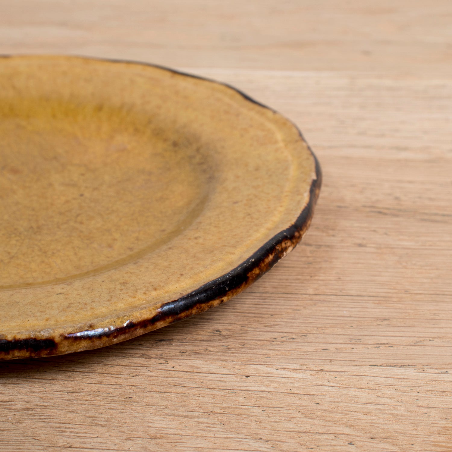 Set of Six Vintage French Dieulefit Provencal Yellowware Glazed Dessert Plates