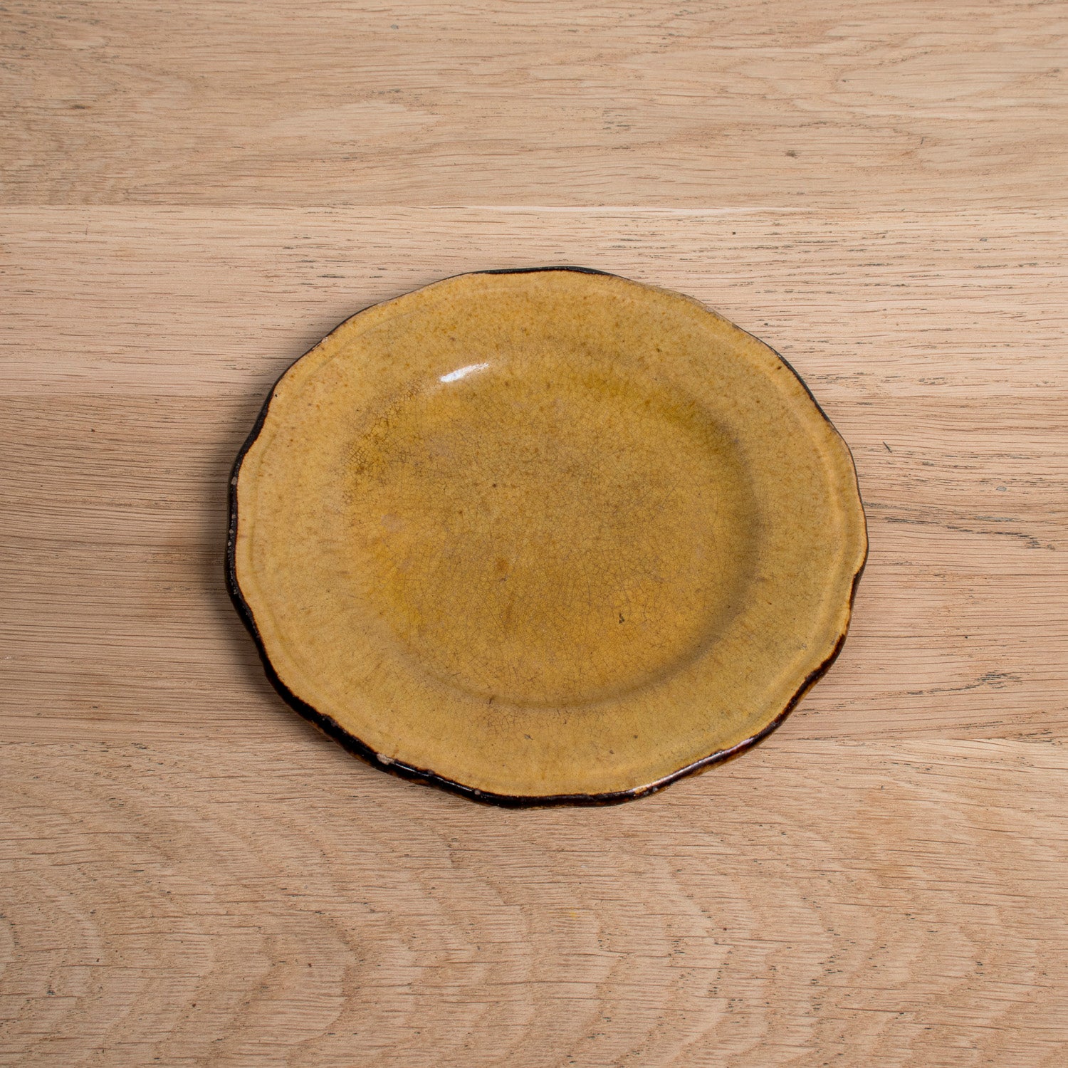 Set of Six Vintage French Dieulefit Provencal Yellowware Glazed Dessert Plates