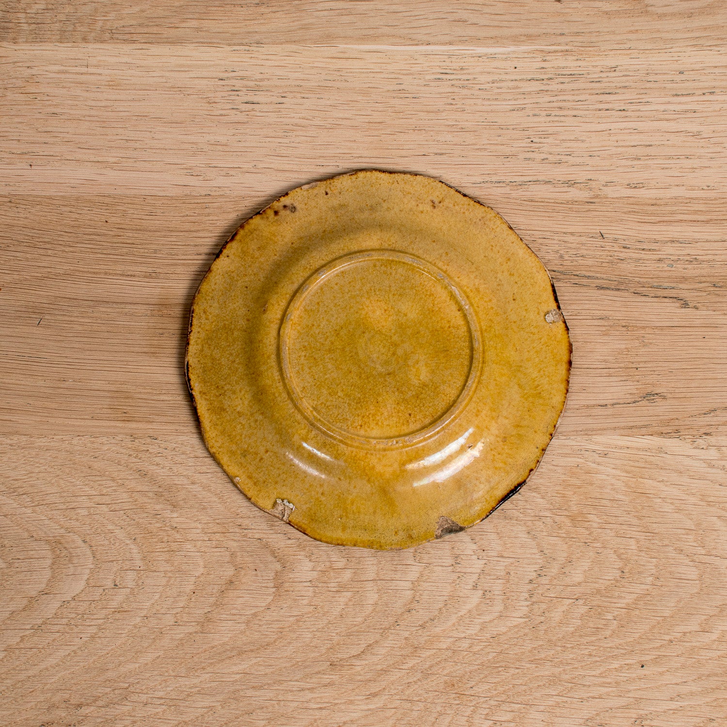 Set of Six Vintage French Dieulefit Provencal Yellowware Glazed Dessert Plates