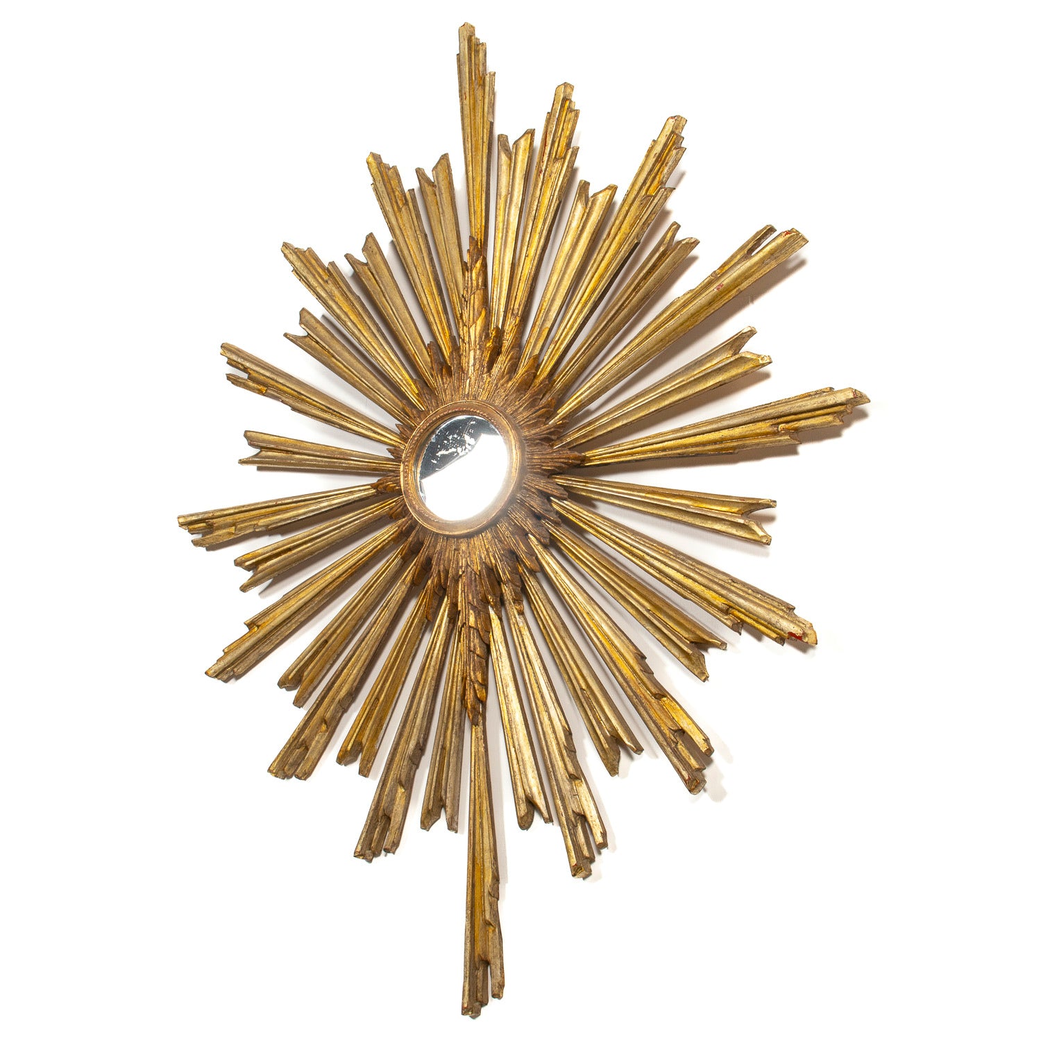 Large Late 19th Century Italian Giltwood Sunburst Mirror