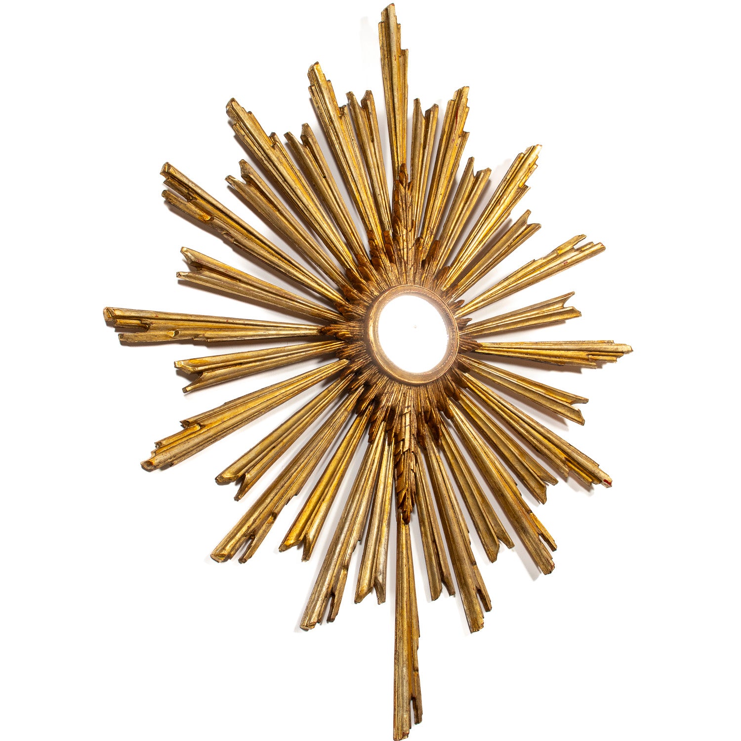 Large Late 19th Century Italian Giltwood Sunburst Mirror