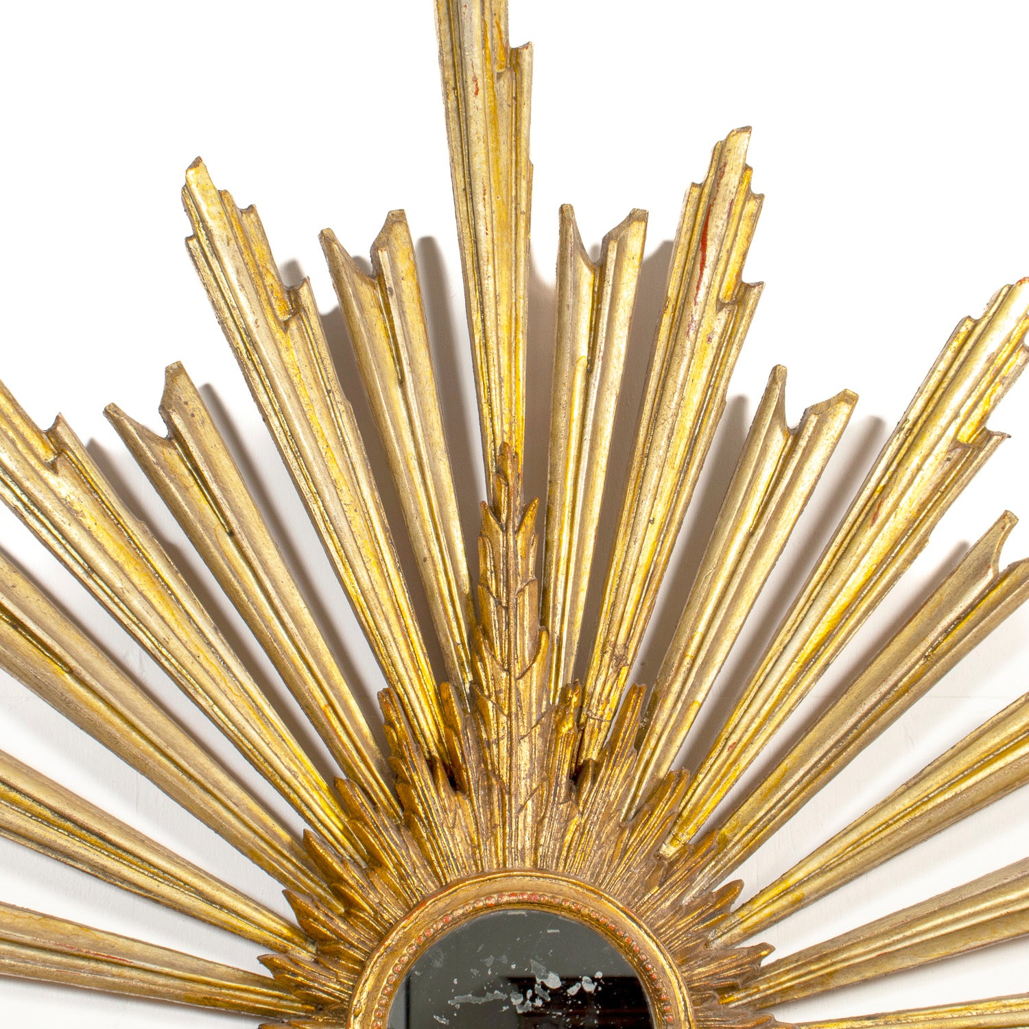 Large Late 19th Century Italian Giltwood Sunburst Mirror