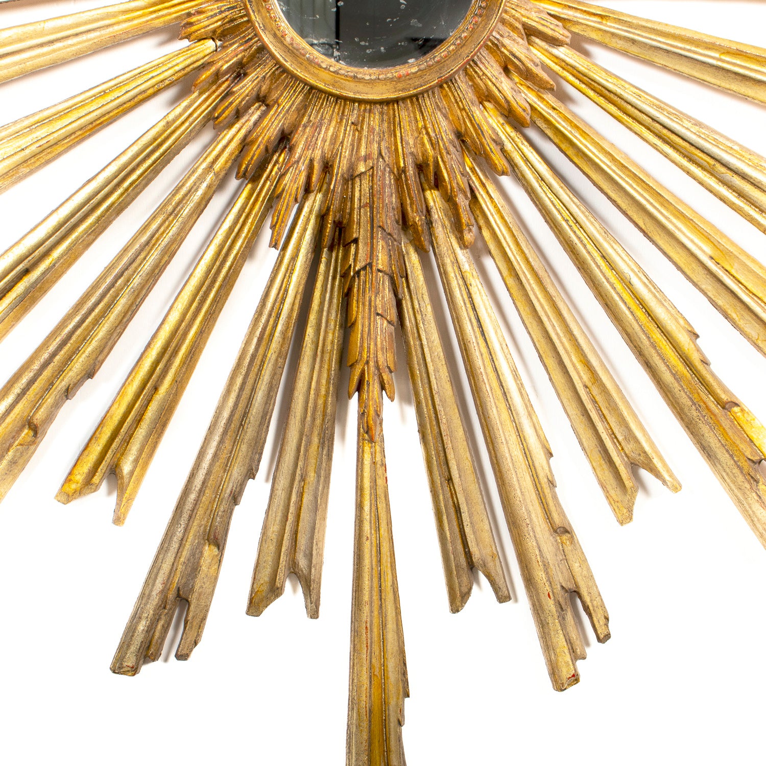 Large Late 19th Century Italian Giltwood Sunburst Mirror