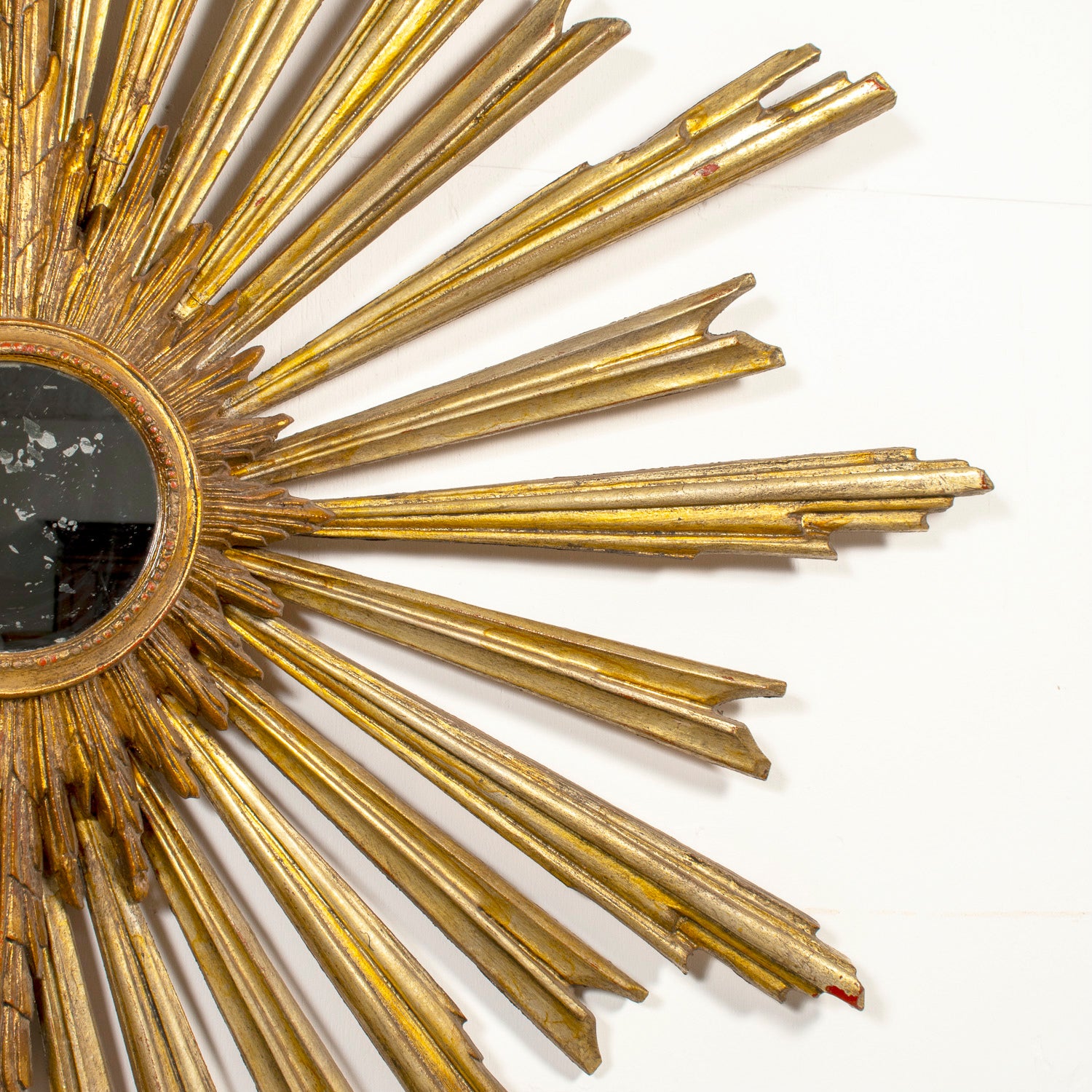 Large Late 19th Century Italian Giltwood Sunburst Mirror