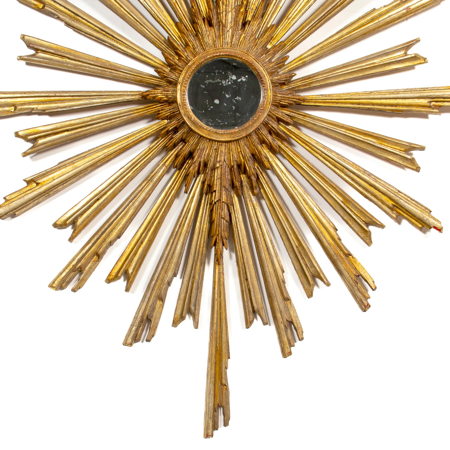 Large Late 19th Century Italian Giltwood Sunburst Mirror