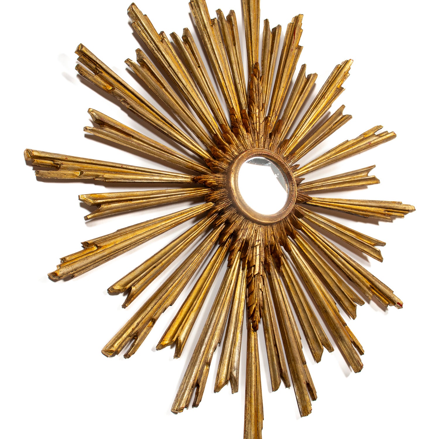 Large Late 19th Century Italian Giltwood Sunburst Mirror