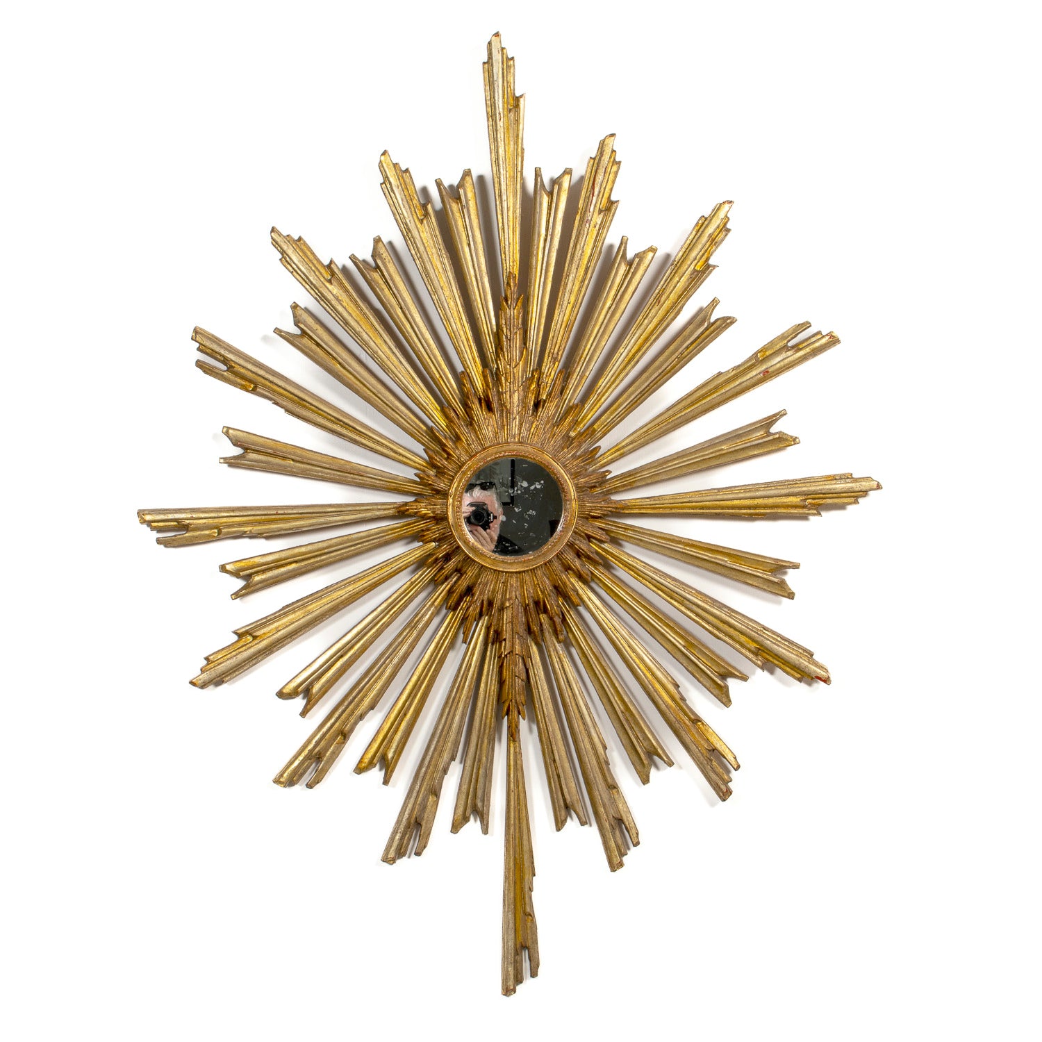 Large Late 19th Century Italian Giltwood Sunburst Mirror