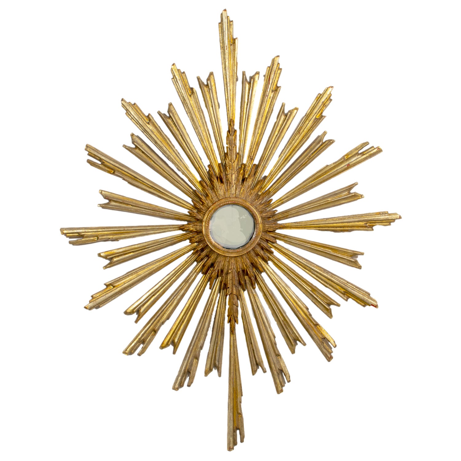 Large Late 19th Century Italian Giltwood Sunburst Mirror