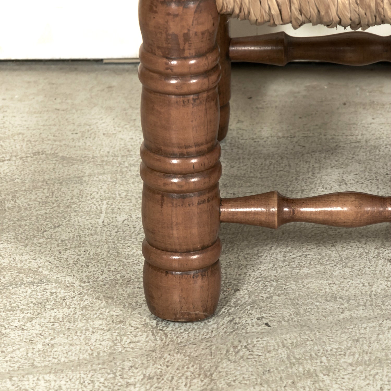 Pair of Mid-20th Century French Brutalist Style Low Rush Seat Fireplace Chairs by Charles Dudouyt