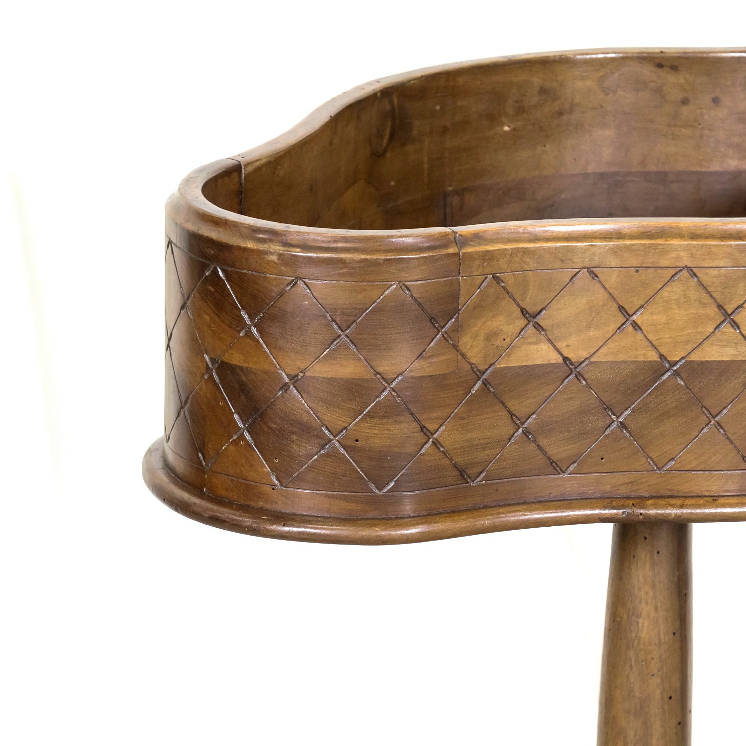 19th Century French Carved Oval Shaped Walnut Jardinière or Planter on Tripod Stand