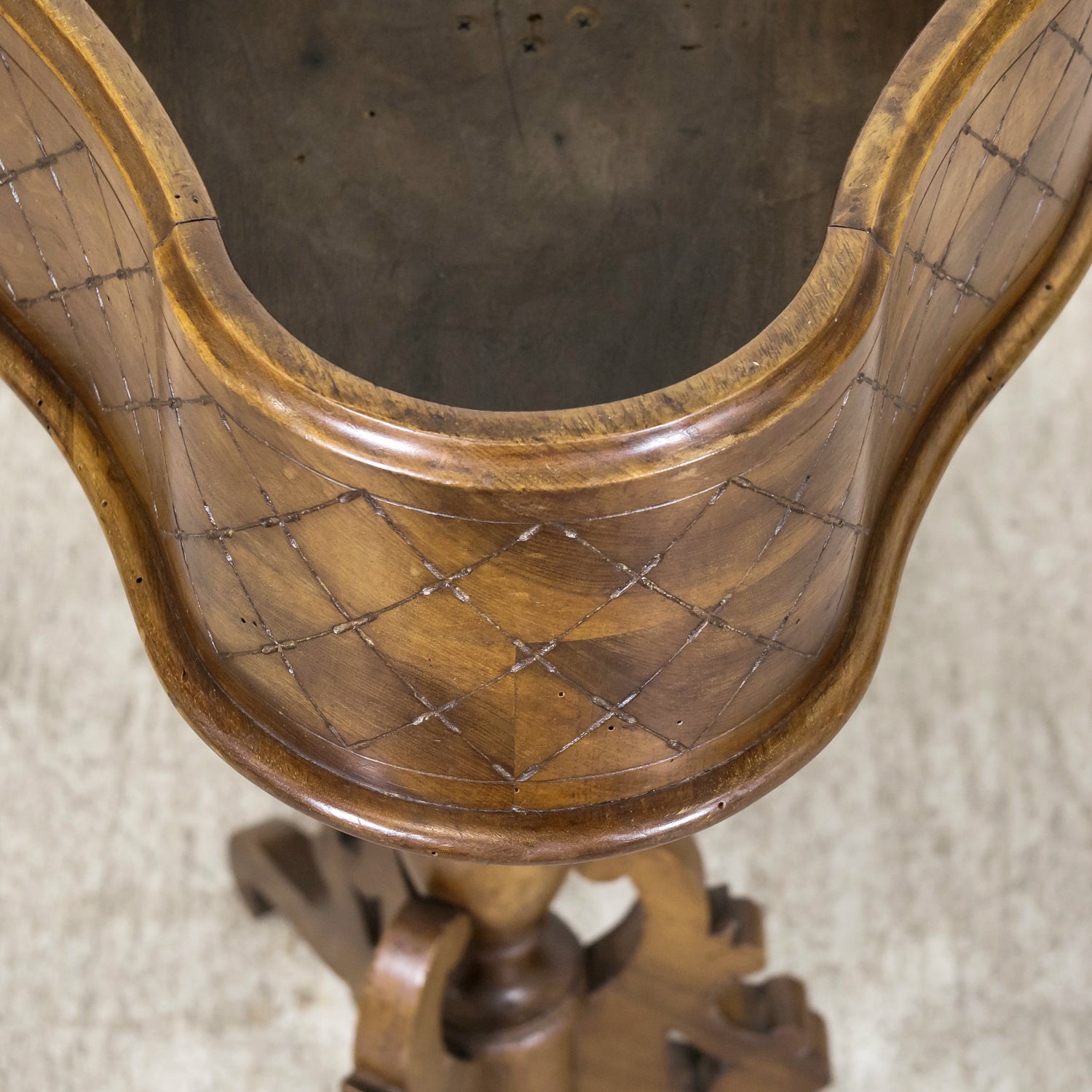 19th Century French Carved Oval Shaped Walnut Jardinière or Planter on Tripod Stand