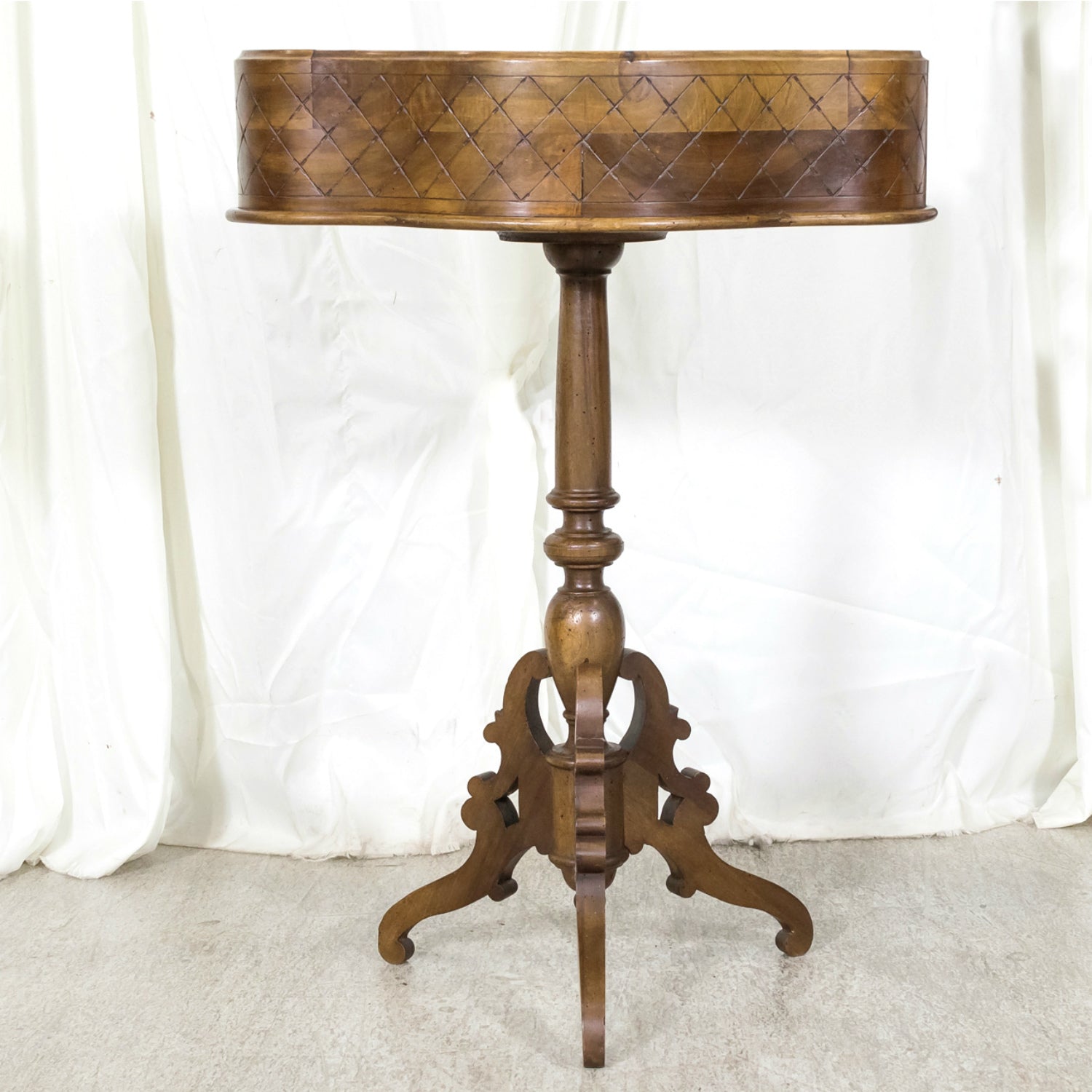 19th Century French Carved Oval Shaped Walnut Jardinière or Planter on Tripod Stand