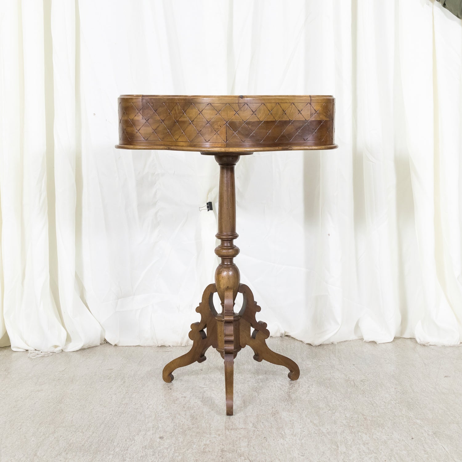 19th Century French Carved Oval Shaped Walnut Jardinière or Planter on Tripod Stand