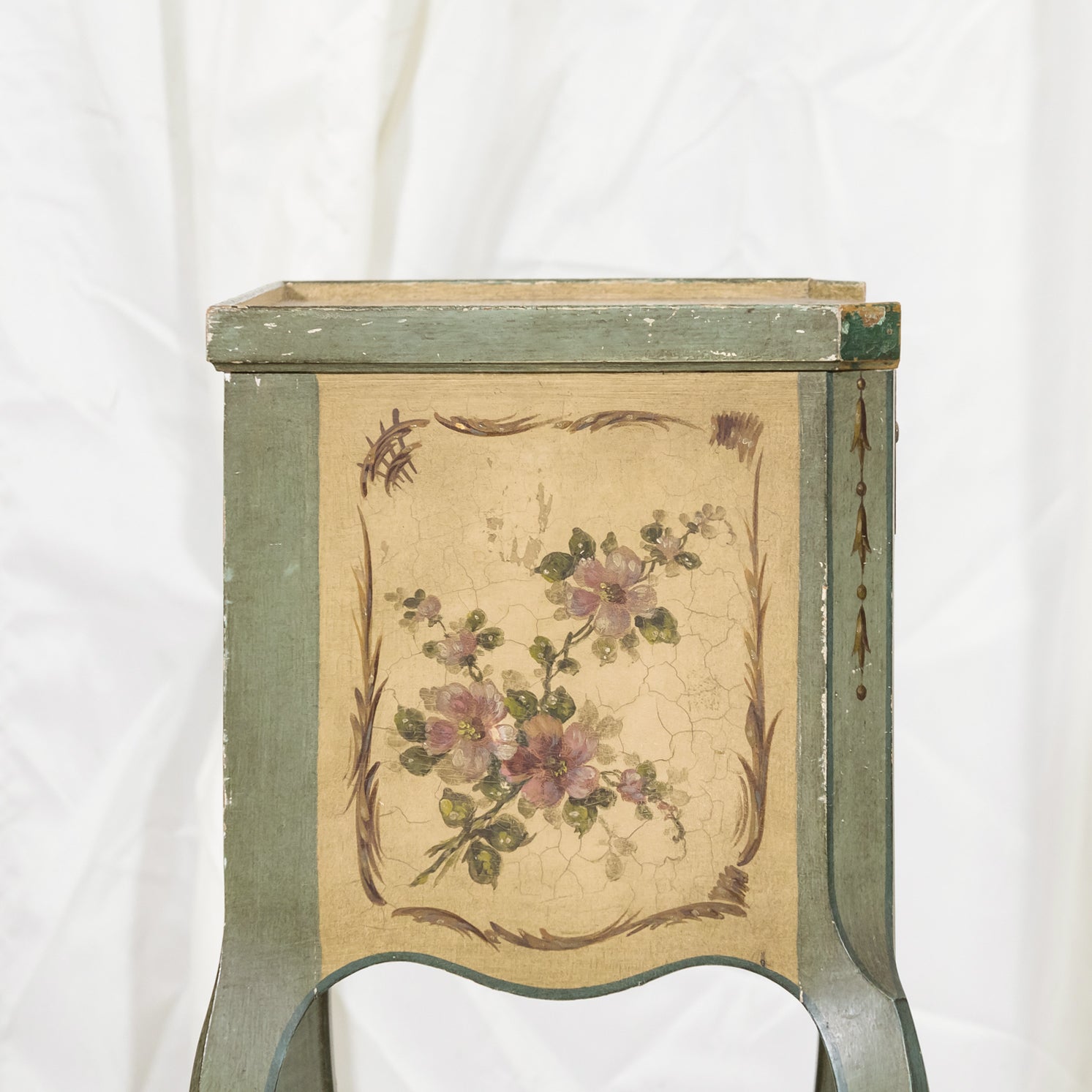 Rare Pair of 1930s French Painted Nightstands by Maison Gouffé, Louis XV & Louis XVI Styles