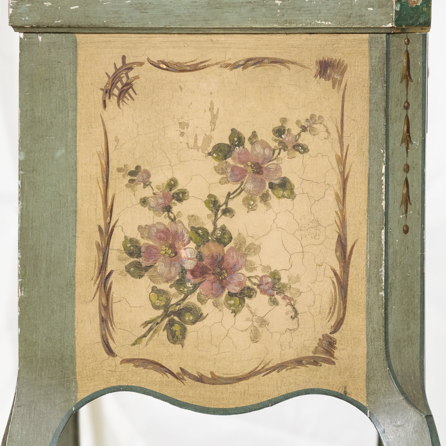Rare Pair of 1930s French Painted Nightstands by Maison Gouffé, Louis XV & Louis XVI Styles
