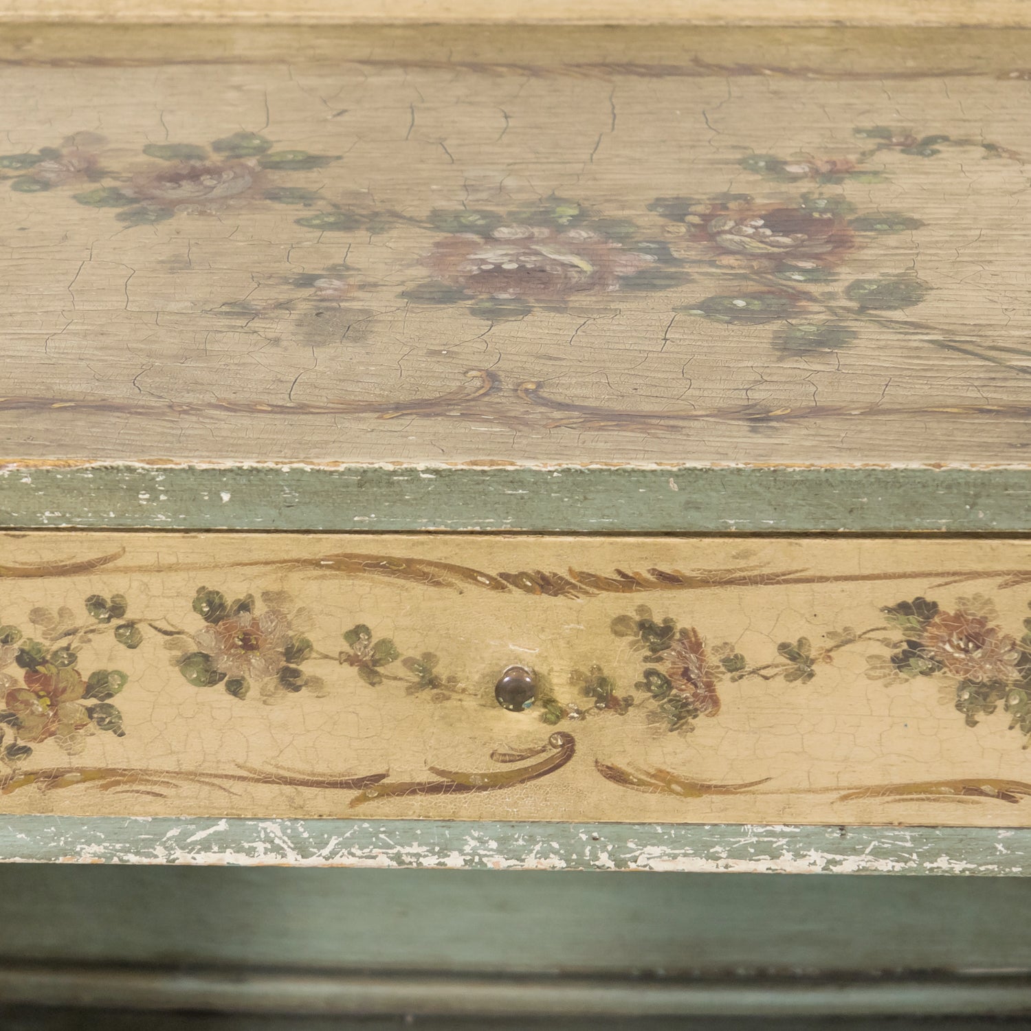 Rare Pair of 1930s French Painted Nightstands by Maison Gouffé, Louis XV & Louis XVI Styles