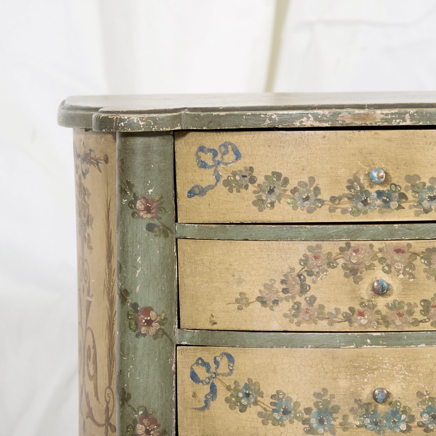 Rare Pair of 1930s French Painted Nightstands by Maison Gouffé, Louis XV & Louis XVI Styles