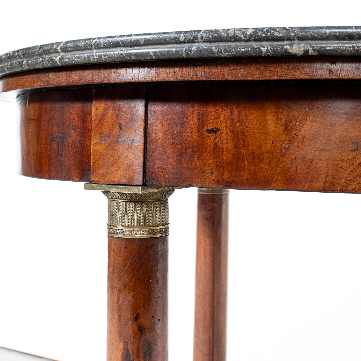 19th Century French Empire Style Mahogany Gueridon with Sainte Anne Marble Top and Bronze Mounts