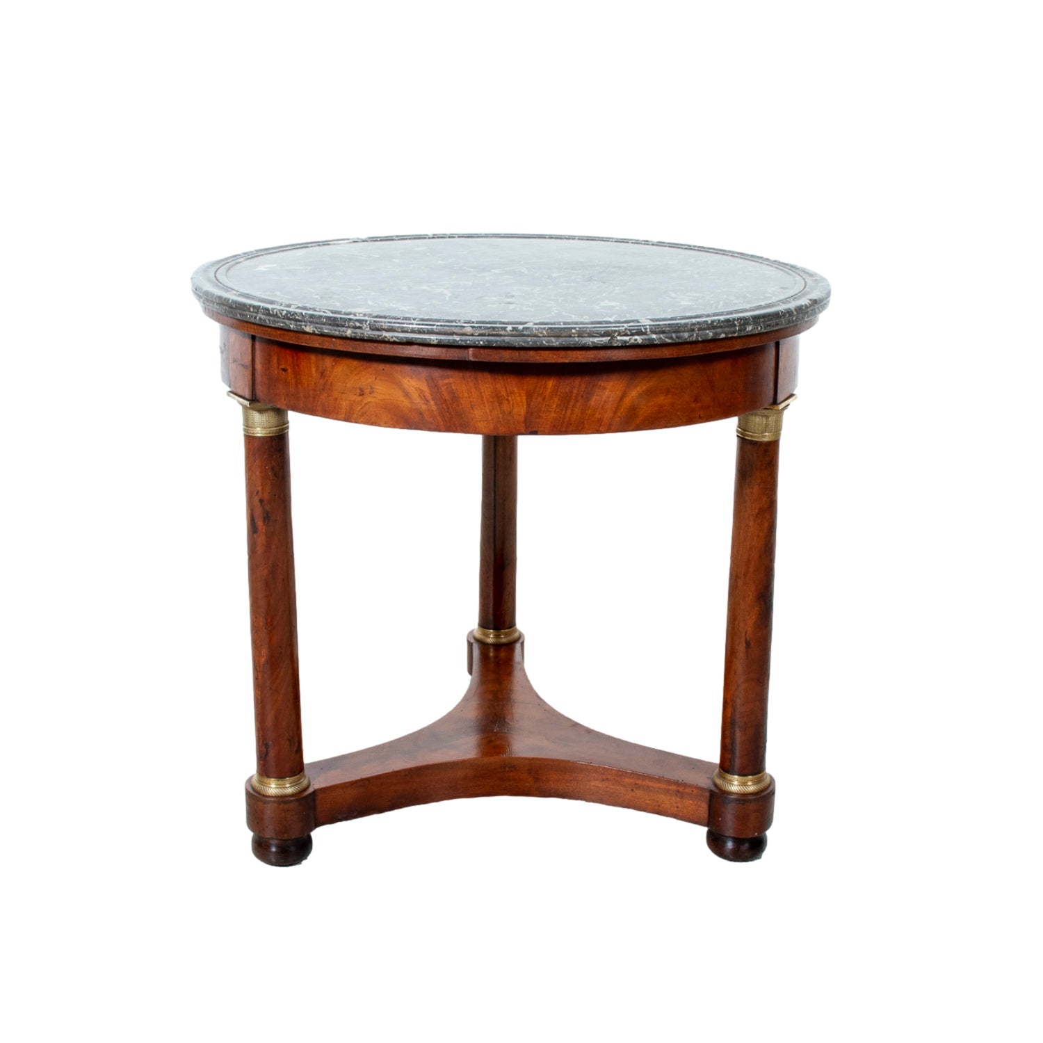 19th Century French Empire Style Mahogany Gueridon with Sainte Anne Marble Top and Bronze Mounts