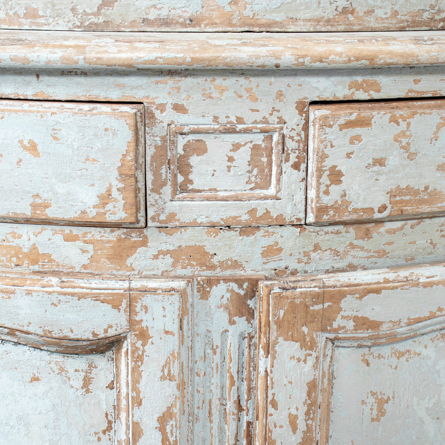 Early 19th Century French Country Louis XV Style Painted Buffet Deux Corps or Bookcase