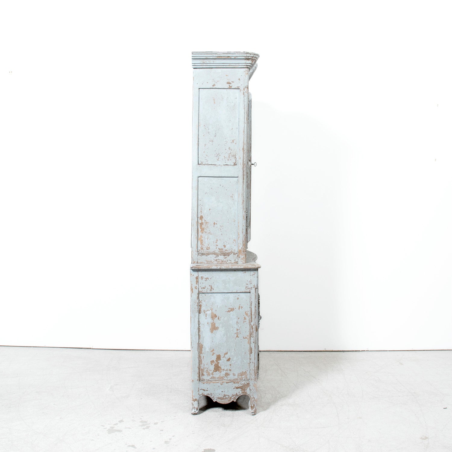 Early 19th Century French Country Louis XV Style Painted Buffet Deux Corps or Bookcase