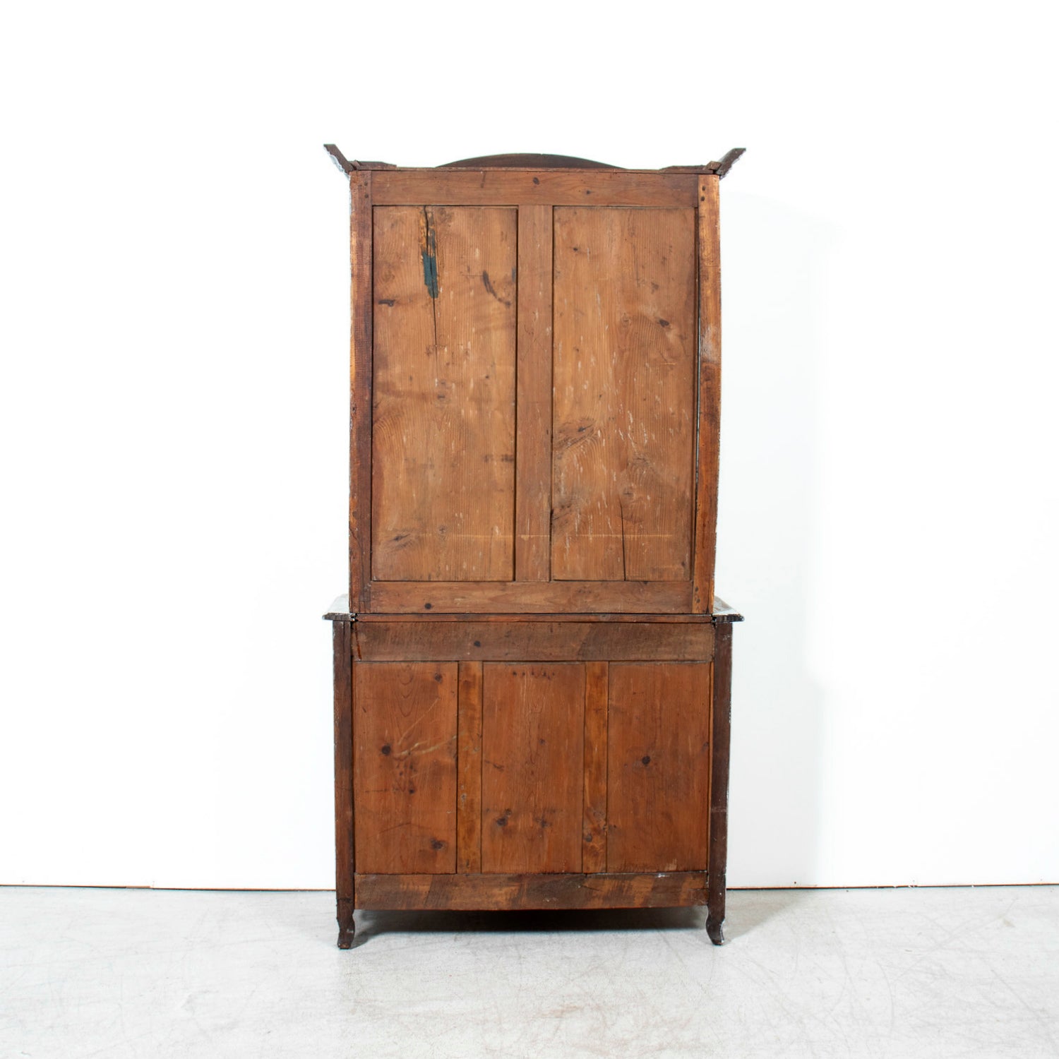 Early 19th Century French Country Louis XV Style Painted Buffet Deux Corps or Bookcase