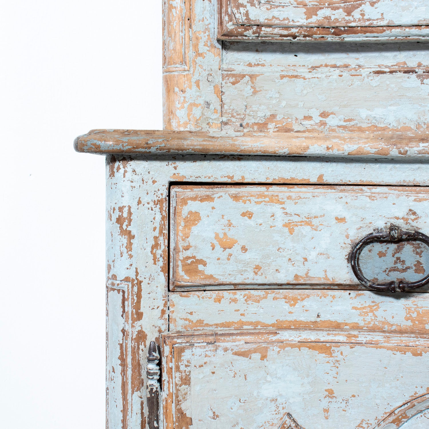 Early 19th Century French Country Louis XV Style Painted Buffet Deux Corps or Bookcase