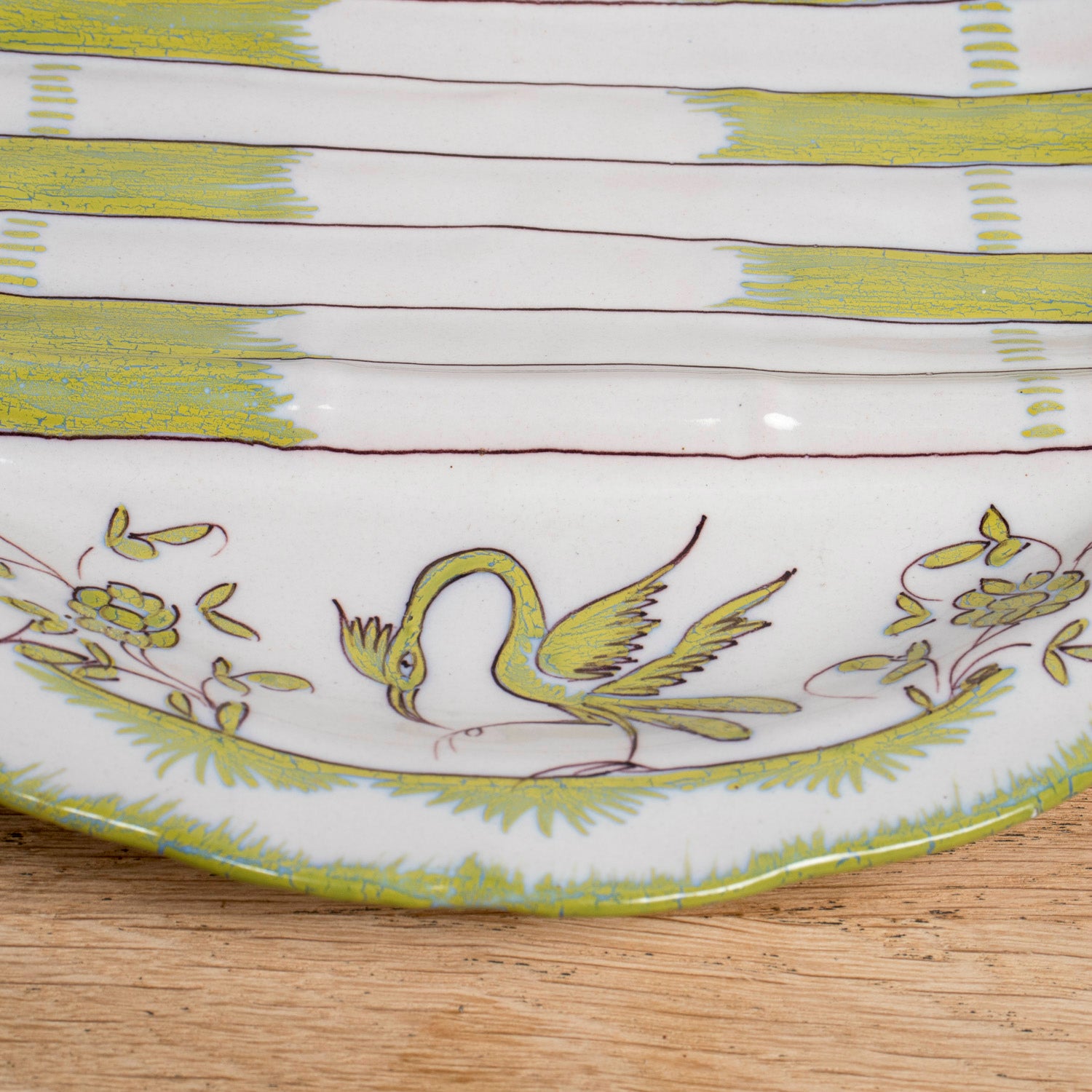 19th Century Antique French Faïence Martres-Tolosone Asparagus Plate Set with Platter