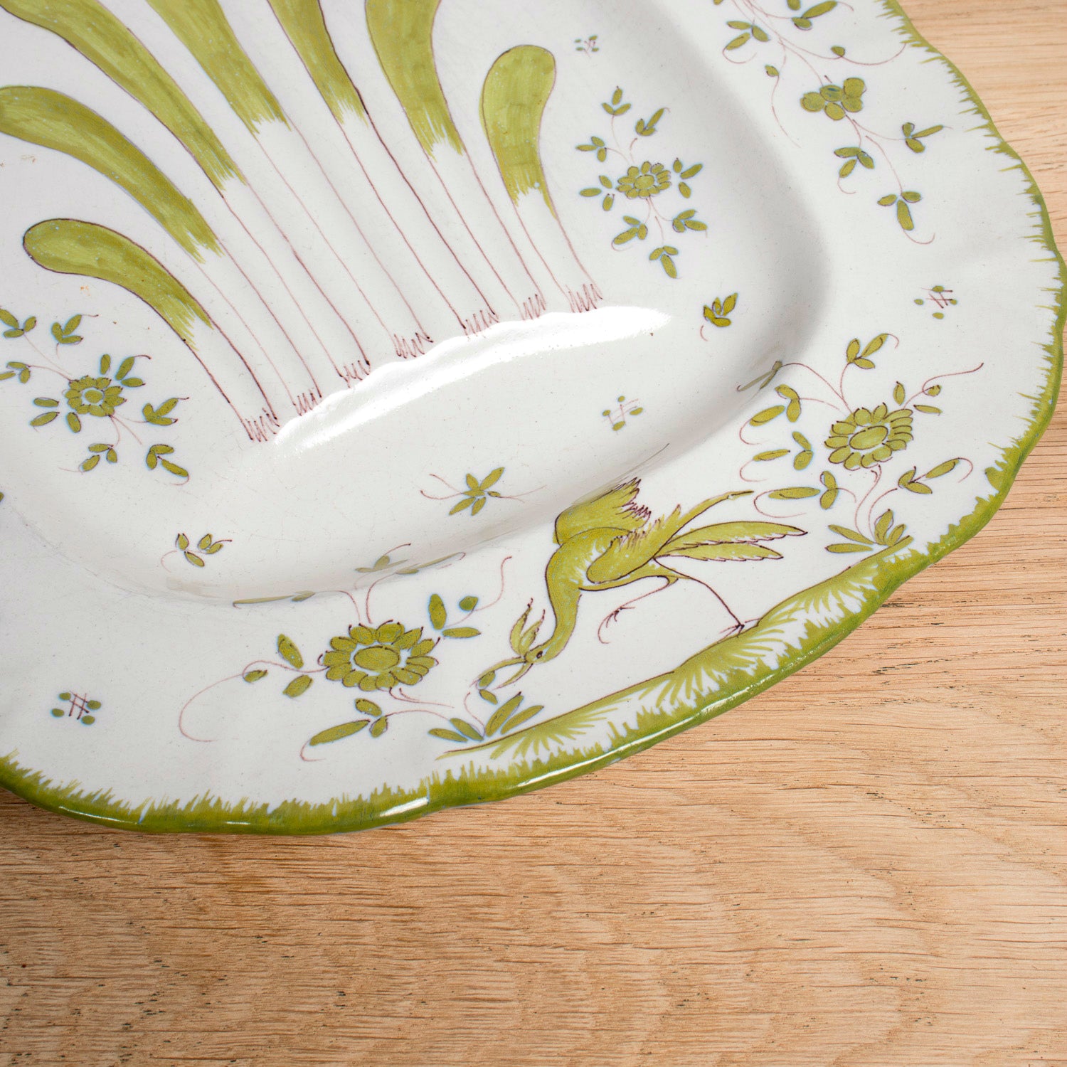 19th Century Antique French Faïence Martres-Tolosone Asparagus Plate Set with Platter