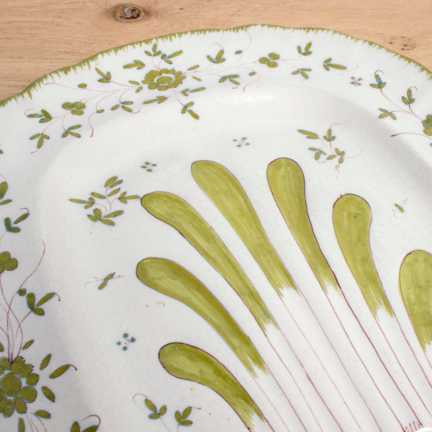 19th Century Antique French Faïence Martres-Tolosone Asparagus Plate Set with Platter