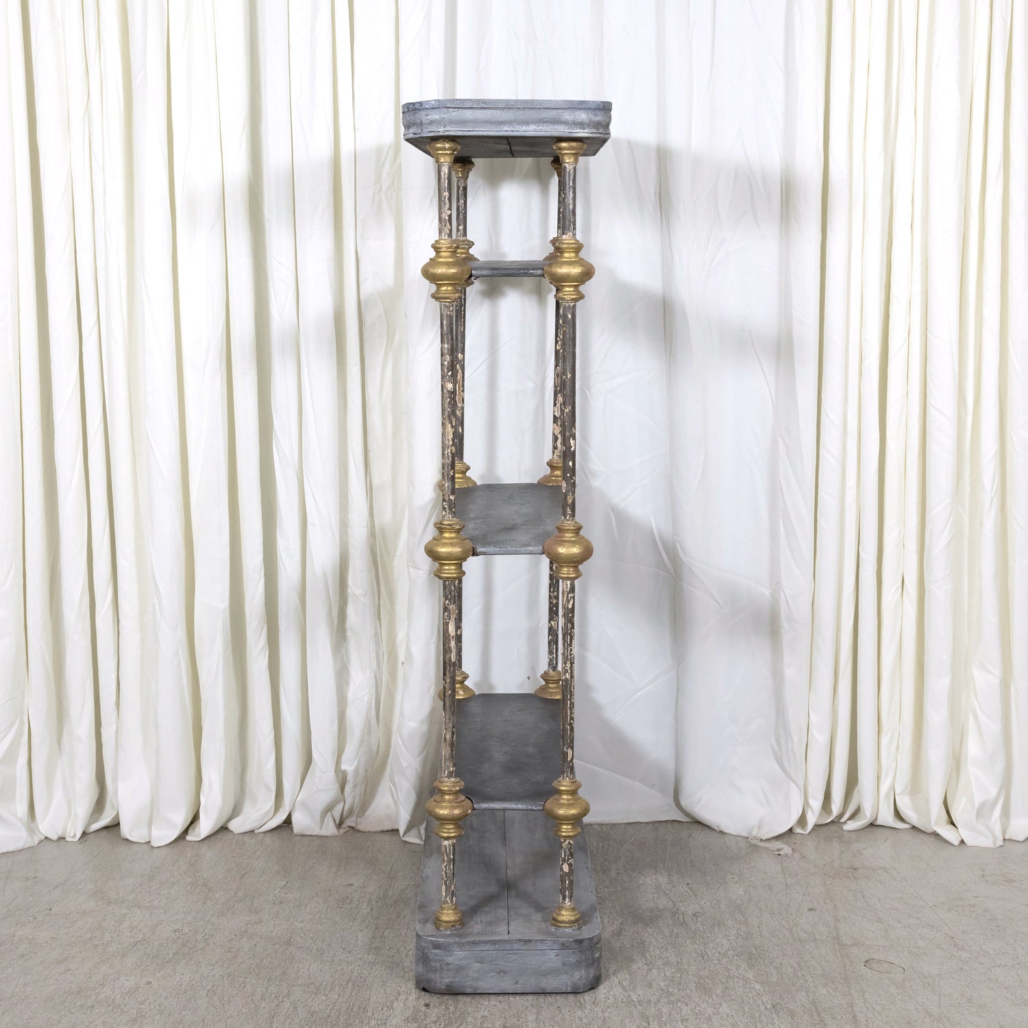 Large Bespoke French Industrial Artist's Shelf or Étagère with 19th Century Giltwood Fragments