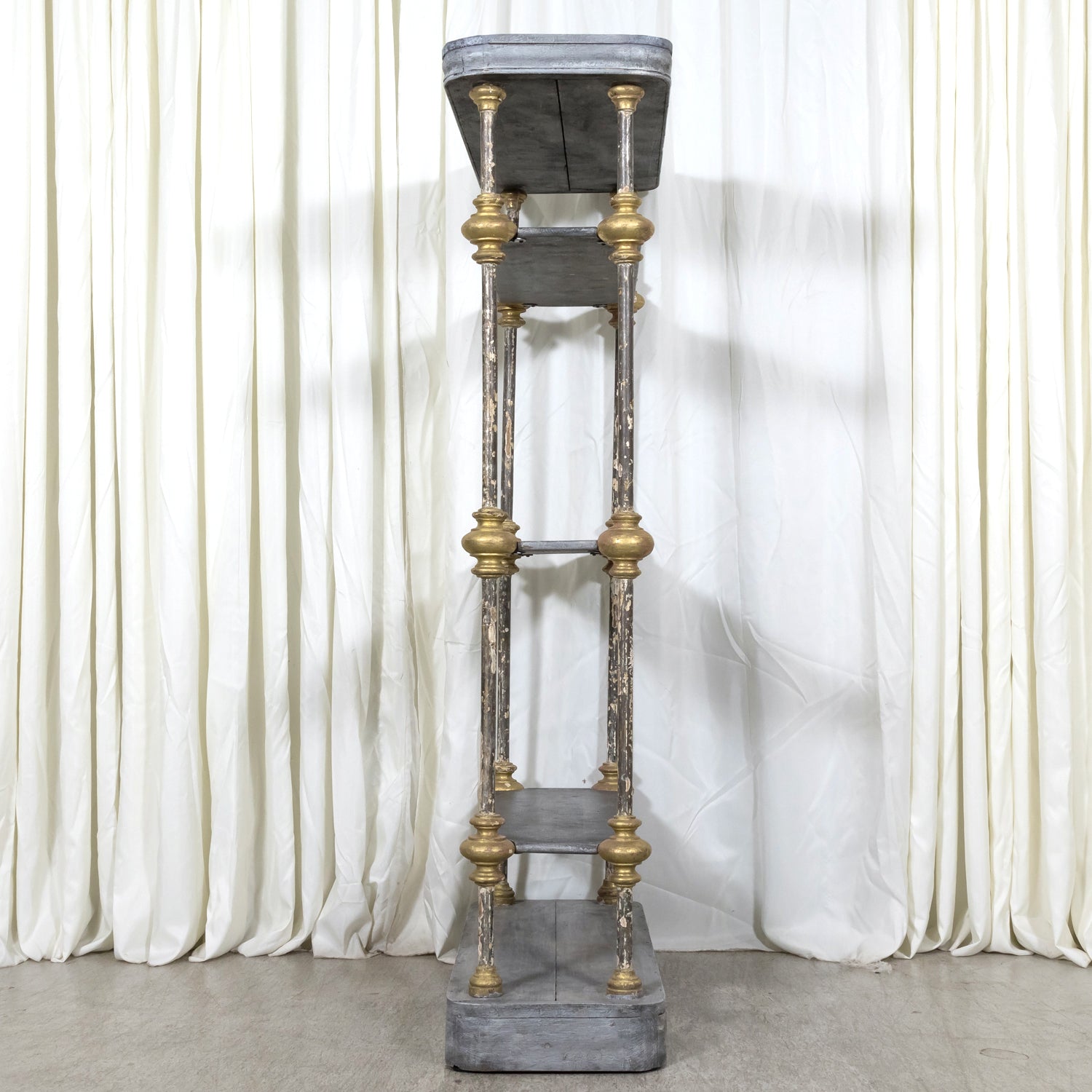 Large Bespoke French Industrial Artist's Shelf or Étagère with 19th Century Giltwood Fragments