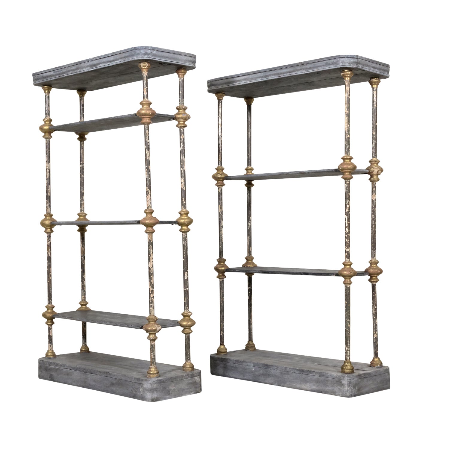 Bespoke French Industrial Artist's Shelf or Étagère with 19th Century Giltwood Fragments