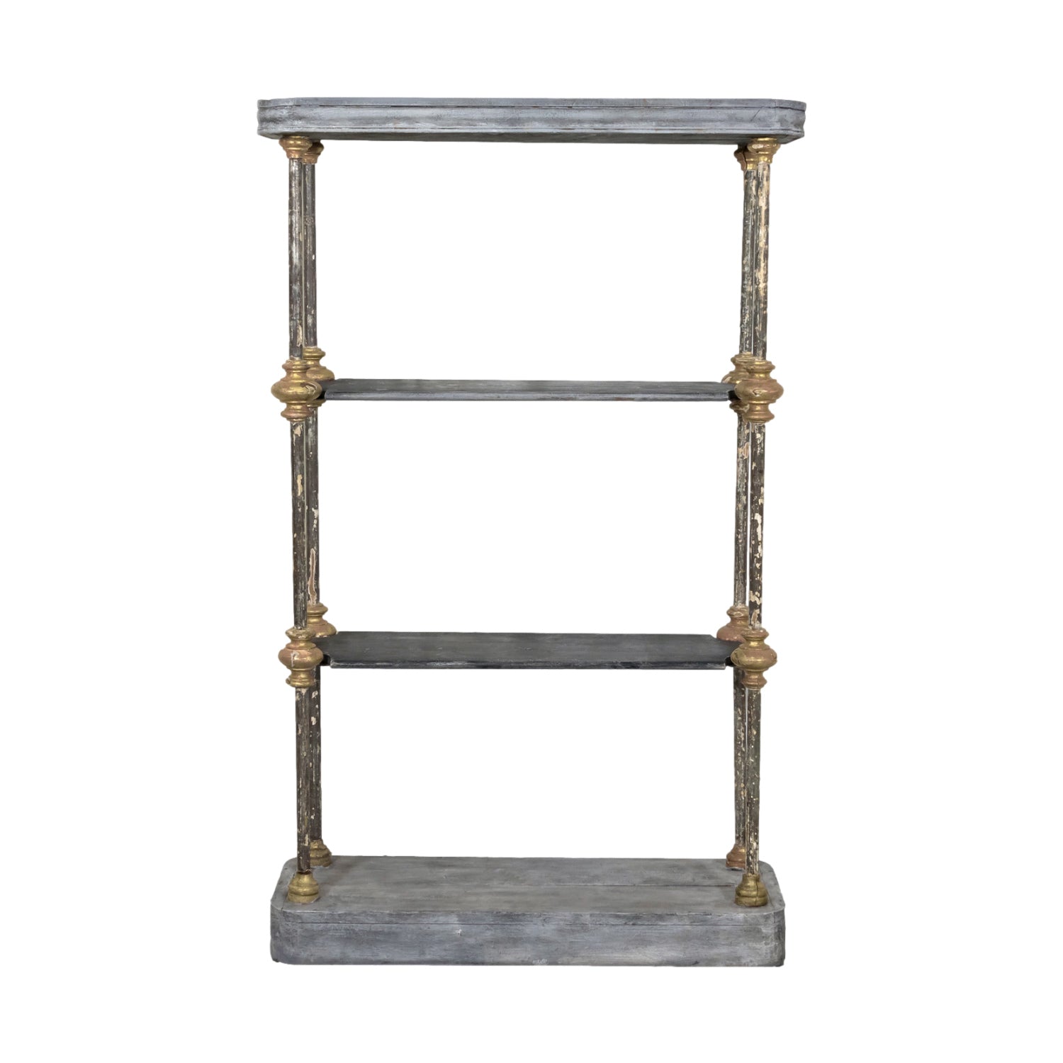 Bespoke French Industrial Artist's Shelf or Étagère with 19th Century Giltwood Fragments