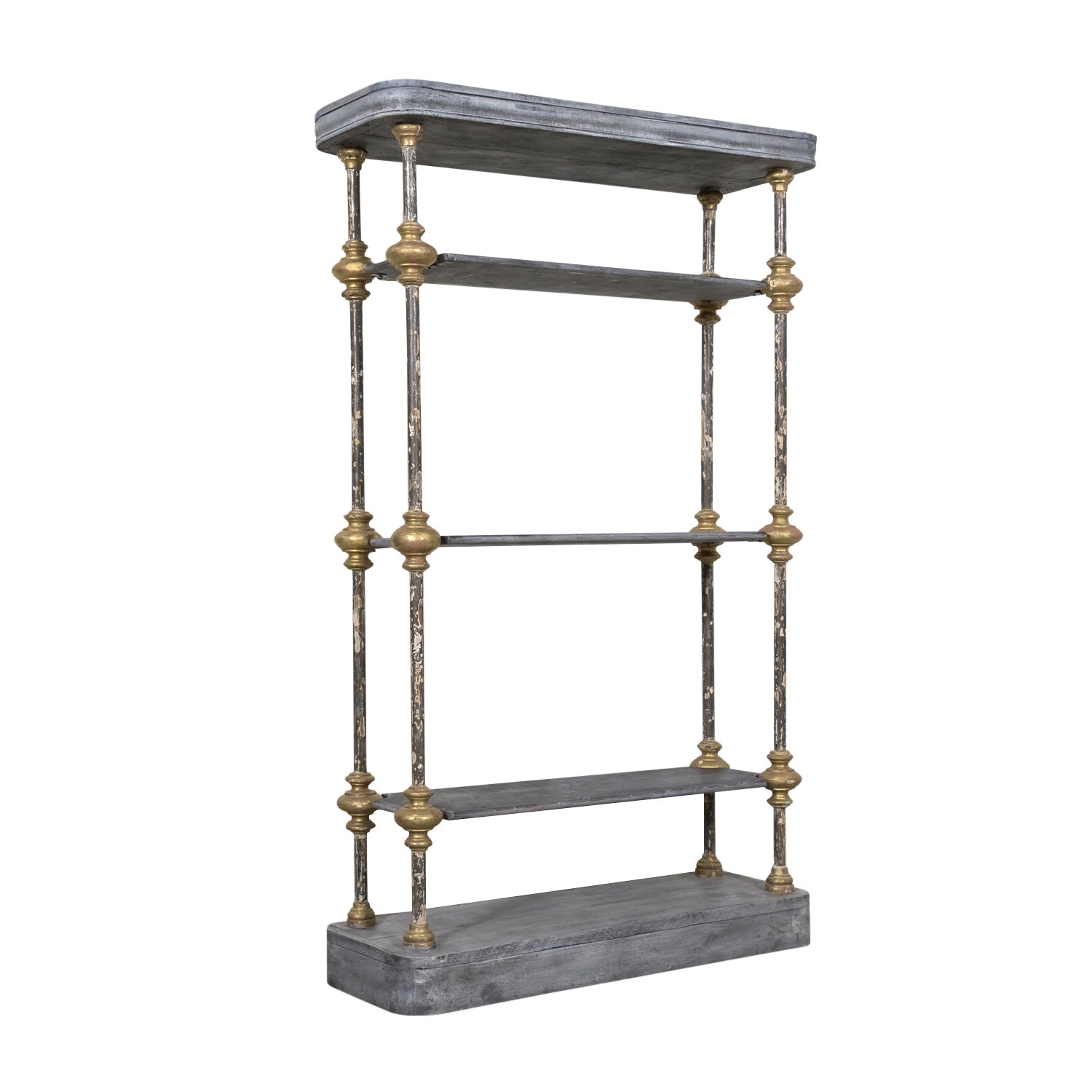 Large Bespoke French Industrial Artist's Shelf or Étagère with 19th Century Giltwood Fragments