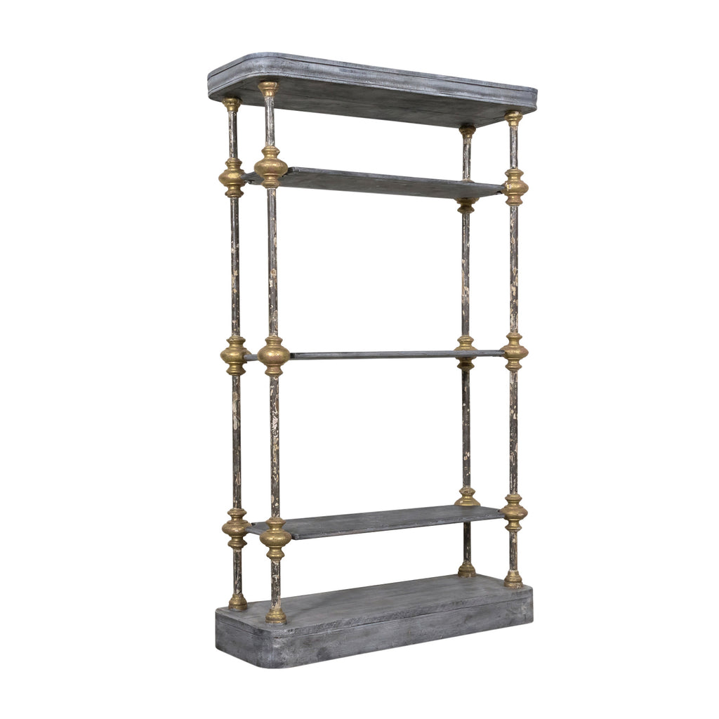 Large Bespoke French Industrial Artist's Shelf or Étagère with 19th Century Giltwood Fragments